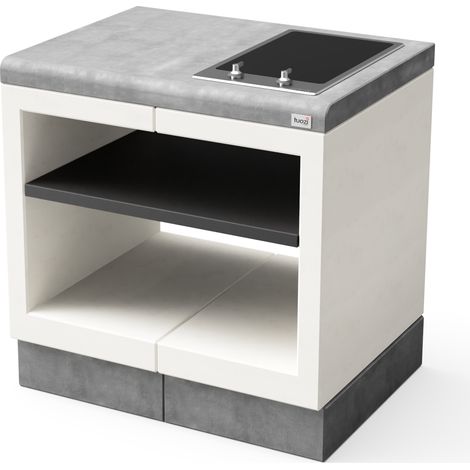 TUOZI - Module de support Plaques de cuisson KITAWAY ELECTRIC pour Barbecue en Béton Préfabriqué (Blanc, Gris - 84 x 63 x 63 cm) - Usage Extérieur