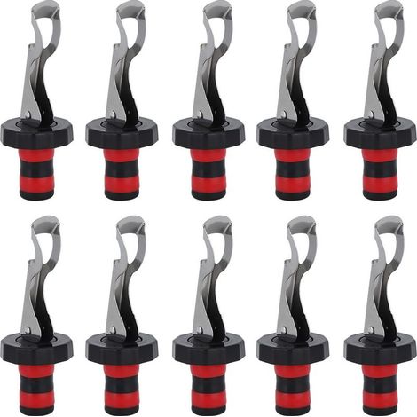 Set mit 10 manuellen Druckverschluss-Rotweinflaschen, Silikon-Vakuumverschluss-Werkzeug für Getränkeflaschen (1/5)