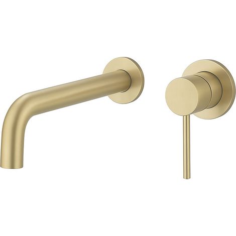 Kibath Grifo Empotrado de Lavabo monomando acabado ORO CEPILLADO fabricado en latón (1/4)