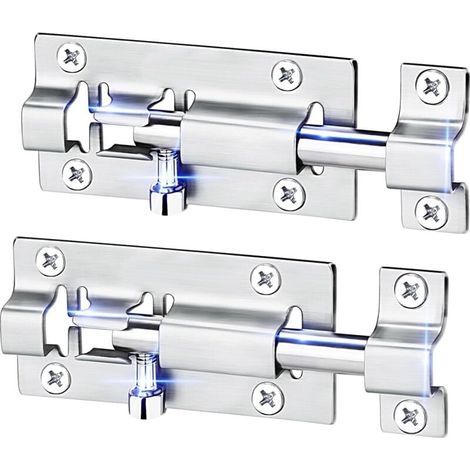 Confezione da 2 bulloni scorrevoli in acciaio inossidabile di grosso calibro da 3" con finitura spazzolata e 12 viti. (1/4)