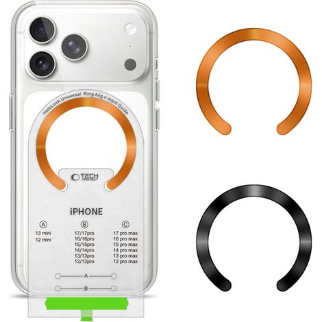 TECH-PROTECT MMP-210 Magnetischer Sicherheitsring, 2er-Pack, Schwarz & Kosmisches Orange (1/5)