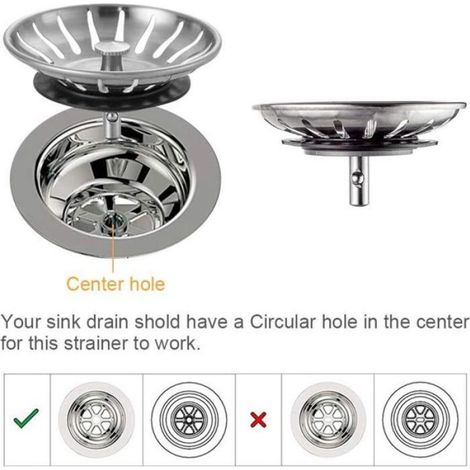 Bouchon évier cuisine inox 78mm filtre universel -2, 18fentes grille antiblocage panier vidange rapide - Argenté Aucuneary