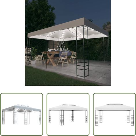 vidaXL Événement en plein air - Tonnelle avec guirlande lumineuse à LED 4x3x2,7 m Blanc (1/5)