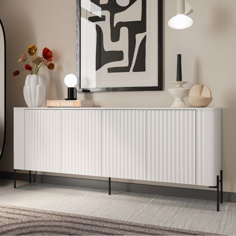 Long buffet blanc 4 portes 190cm Hector (1/4)