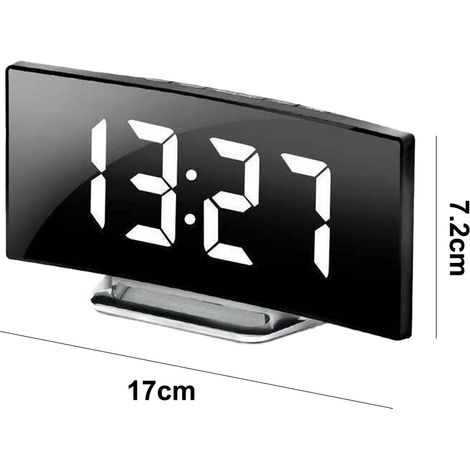 Horloge Numérique LED - Miroir Réveil avec Capteur de Luminosité Automatique - 2 Ports USB - Pour Bureau Maison Bureau - 1 Pièce (1/5)