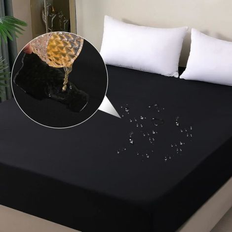 Protège Matelas - - 140 x 200 cm - Imperméable - Respirant - Noir (1/4)