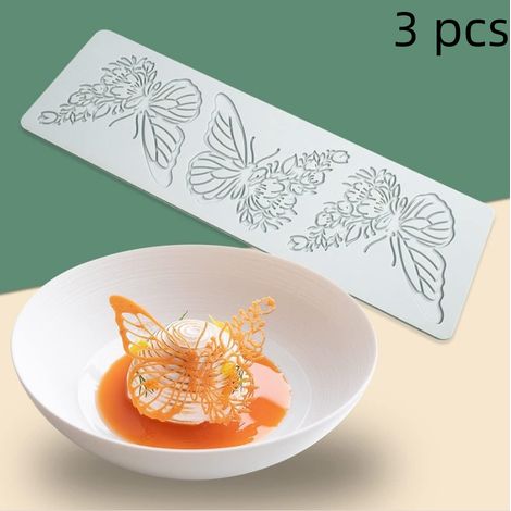 JSSEVN-3-teiliges Set 3D-Silikonformen in Blattform mit Hohlprofil für Schokolade, Süßigkeiten, Lebensmittel, Fondant, Polymer Clay (Schmetterling L - 28,5 x 9,1 x 0,3 cm) (1/5)