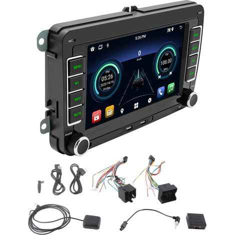 Autoradio GPS Voiture Android avec Wifi Bluetooth, Écran Navigation, Microphone Externe Inclus (1/5)