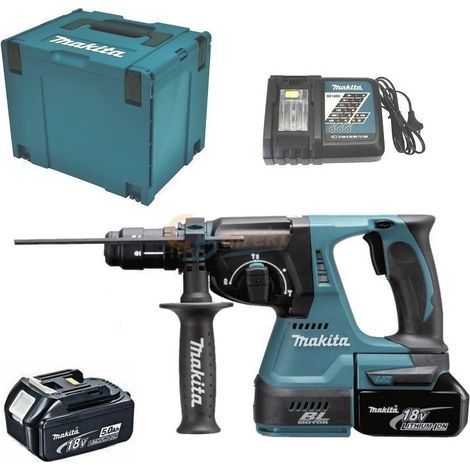 Makita – Marteau perforateur burineur 18V – 2,0J – SDS-Plus pour béton 24mm – Coffret avec 2 batteries 5,0Ah et chargeur (1/3)