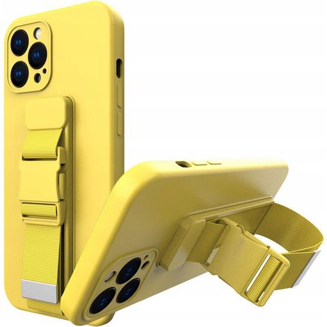 Custodia in gel con cordino, borsa a catena, cordino per iPhone 12 Pro giallo (1/5)