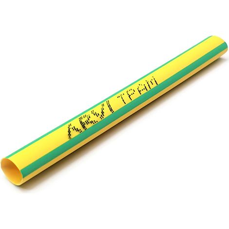 Gaine Thermorétractable - 30/15mm - Vert/jaune - Longueur 1m - Restreint 2:1 - Paroi Fine - Arvi Tpam-30.0-v/a (1/2)