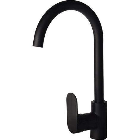 Schwarze Küchenarmatur – Spültischarmatur aus Edelstahl, moderne Einloch-Küchenarmatur mit 360°-Schwenkfunktion, schwarze Spültischarmaturen, schwarze Armaturen (1/5)