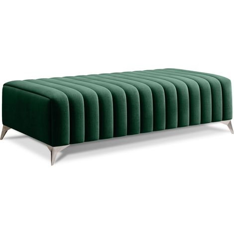 Pouf design velours avec pieds en acier chromé LOZA-Vert (1/5)