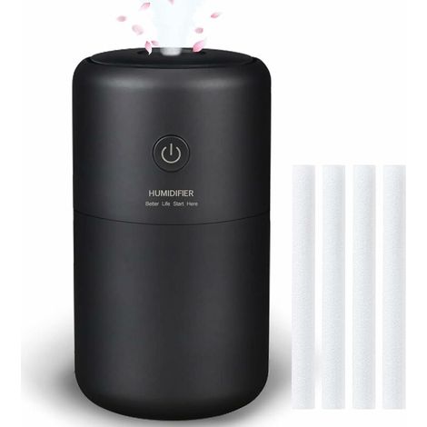 Humidifier 230ML Air Humidifier Bedroom Essential Oil Diffuser USB Portable Humidifier Auto Shut-off Waterless, Quiet With Nightlight for Baby Plant Black (1/5)