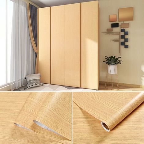 Cinta papel autoadhesiva aspecto madera muebles, rollo PVC, adhesivo decorativo cocina, adhesivos decorativos revestimiento pintado, 40 cm x 2 m (1/5)