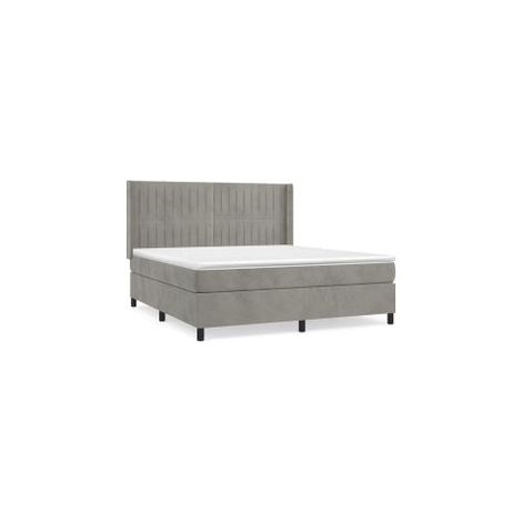 Sommier à lattes de lit et matelas Gris clair 180x200 Velours (1/5)