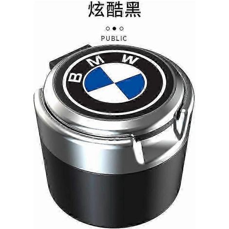 Cendrier lumineux LED pour BMW Série 3/4/5/6 et X3/X4/X5/X6 - Cendrier argent mat avec couvercle pour un intérieur de voiture élégant (1/2)