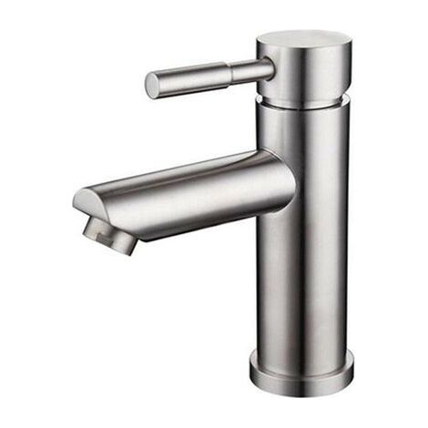 Mitigeur monocommande de lavabo aux lignes courbes nickel brossé (1/5)