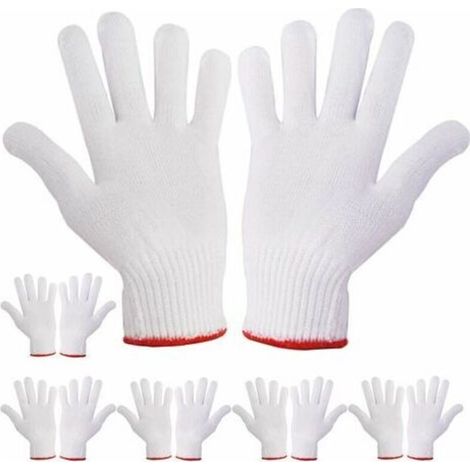 6 paires de gants de travail à la main, protection des poignées de sécurité, gants de travail plus épais, tricotés (1/5)