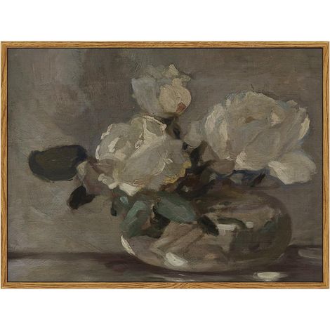 Toile Décorative - Peinture Murale - Fleur Blanche Sur Toile - Pour Salon Chambre Salle De Bain Cuisine Bureau - 20 x 25 Cm - 1 Pièce (1/5)