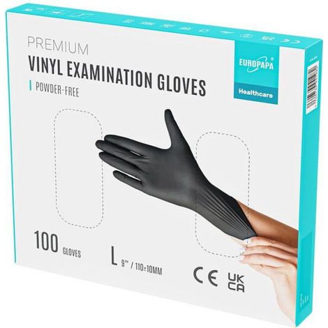 Lot de 100 gants jetables en vinyle sans latex et non poudrés - Taille L(Noir, L) (1/5)