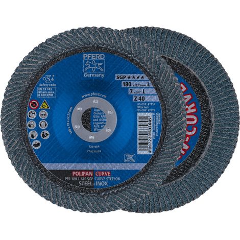 PFERD POLIFAN CURVE Fächerscheibe PFR 180x22,23 mm Breite L Z40 SGP STEELOX für Stahl/Edelstahl (1/5)