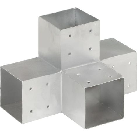 vidaXL Connettore per Pali a Forma di X in Metallo Zincato 101x101 mm