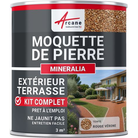 Kit moquette de pierre extérieur terrasse - Résistant UV & drainant - 3 m² Rouge Vérone - ARCANE INDUSTRIES (1/5)