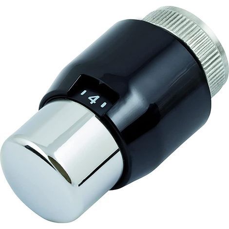 Thermostatic radiator head M30 x 1.5 Black Chrome Adjustable 6-28°C for Honeywell Valve (1/2)