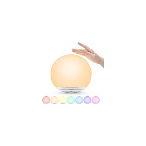 Veilleuse Enfant,Lampe de Chevet Rechargeable USB,Lumière Chaude Dimmable Progressive&Lumière de 7 Couleurs,Tactile&Interrupteur et Minuterie (1/5)