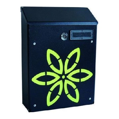 Cassetta Postale Buca Portalettere con Serratura + 2 chiavi misure 21x8 x h30 cm – decorazione MARGHERITA (1/2)