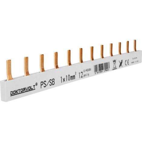 Barra di collegamento isolata per quadro elettrico monofase a 12 moduli da 10 mm² (1/2)