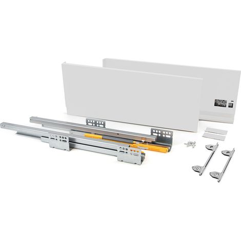 Kit Cassetto Esterno Con 2 Guide Ad Estrazione E 2 Fianchi 18,5x50cm Bianco