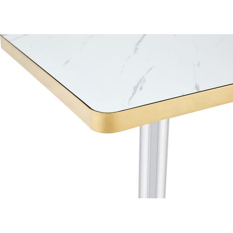 MEUBLIV Mesa de comedor blanca 60 x 60 cm, efecto mármol, sin colchón (1/5)