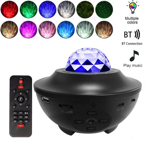Sternenprojektor-LED-Nachtlampe mit Fernbedienung, romantischem Sternenlicht, 3 Helligkeitsstufen und 10 Beleuchtungsmodi, unterstützt USB-Stick/Kartenleser/Bluetooth-Musikplayer/Timerfunktion (1/5)