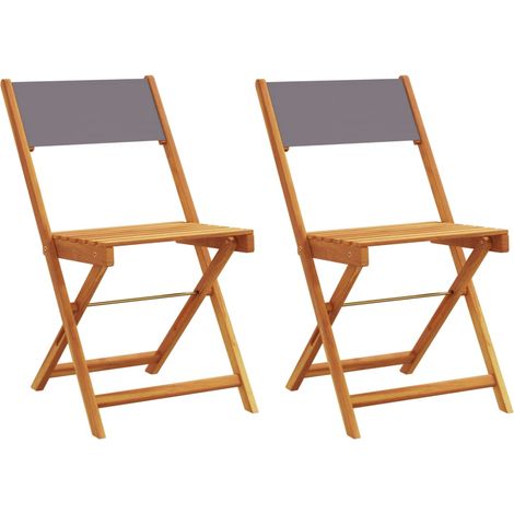 Chaises de bistrot lot de 2 Chaises d'extérieur anthracite bois acacia massif tissu (1/5)