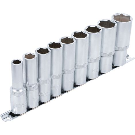 BGS Steckschlüssel-Einsatz-Satz Sechskant tief Antrieb Innenvierkant 12,5 mm (1/2") SW 10 - 24 mm 9tlg. - 2223