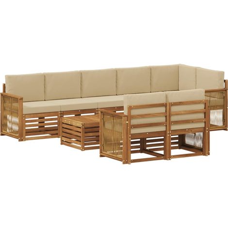 Conjunto de sofás de exterior 8 uds. Natural vidaXL (1/5)