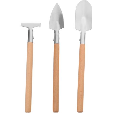 Mini Kit D'outils de Jardinage à Main 3 Pièces avec Manches en Bois et Têtes en Métal, Ensemble Compact pour Repiquage et Plantation de Fleurs, pour Jardinage Intérieur et Garçon (1/5)