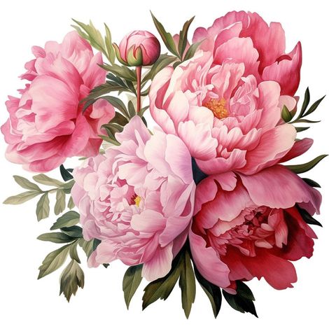 Stickers Muraux Fleur de Pivoine, Stickers Muraux Vintage Fleur, Sticker Muraux Fleurs Décoratifs Pivoine, Peint Chambre Décoration Fond, 30 x 30cm (1/5)
