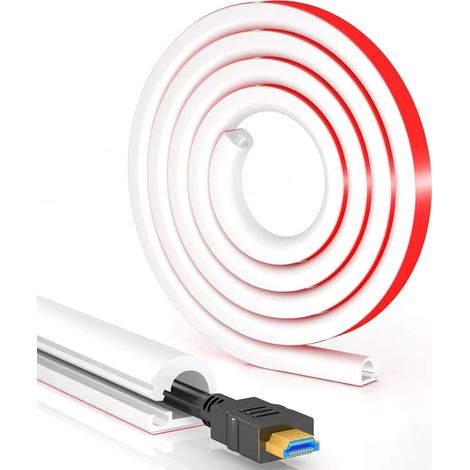 Lot de 2 mètres de passe-câbles adhésifs souples en PC, canal flexible auto-adhésif pour câbles TV et bureau à domicile, dimensions 10 mm (L) x 10 mm (H) (1/5)