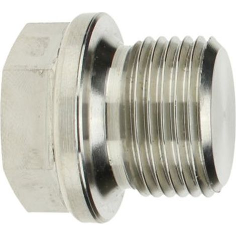 Reidl DIN 910 Verschlussschrauben mit Außensechskant, zylindrisches Fein-Gewinde M 26 x 1,5 x 30, A4 blank, mit Bund