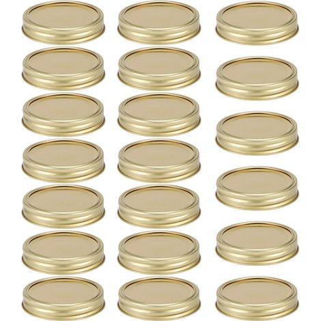 Mini-Glasdeckel, geteilt, Edelstahl, für Gewürze, Honig (20 Stück, 70 mm, Goldring + Platte) (1/5)