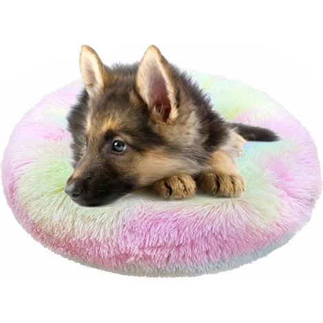 MINKUROW Cama Para Mascotas Para Gatos Y Perros Cama Redonda Para Perros De Felpa Cama Para Gatos Reutilizable (60 Cm, Arco Iris) (1/5)