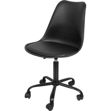 Haloyo Tulip Sedia da Ufficio Girevole con Ruote Regolabile in Altezza, Acciaio, Plastica PP, PU, Nero (1/5)