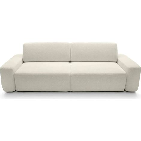 IVY - Canapé droit convertible coffre tissu chiné 3 places - Beige