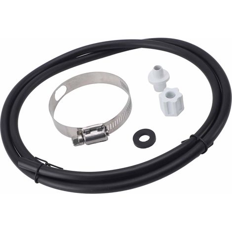 Kit raccordement pour doseur chlore Hayward CL200 CL220, tuyau 1.21m collier selle 7.2cm, 5 pièces plastique PVC acier inox (1/5)