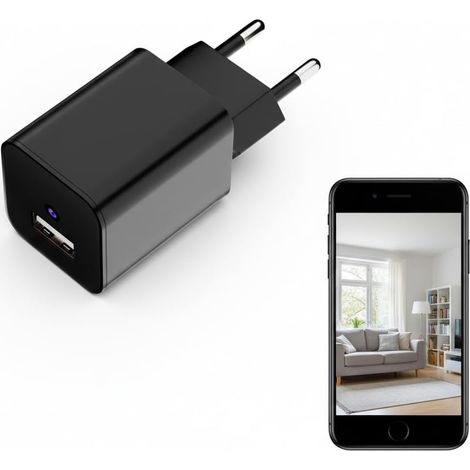 Mini Caméra 1080P USB Chargeur Surveillance Maison WiFi (1/5)