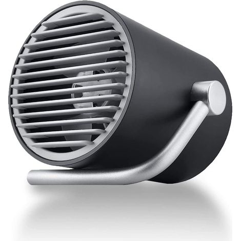 Mini ventilateur de bureau portable noir avec technologie Turbo Wind ultra silencieuse et connectivité USB (1/5)
