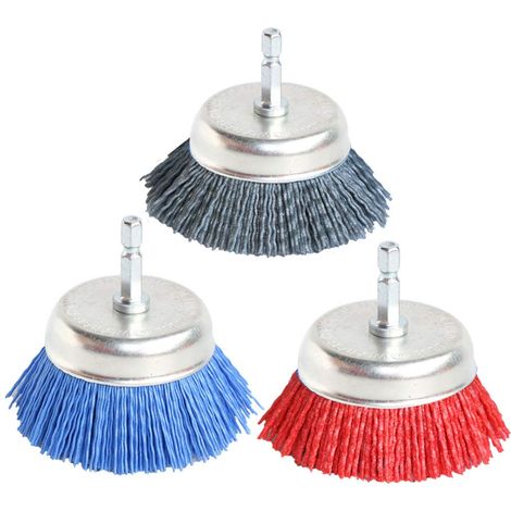 3er-Pack verschiedene Nylon-Bohrer-Reinigungsbürsten mit 1/4-Zoll-Schaft